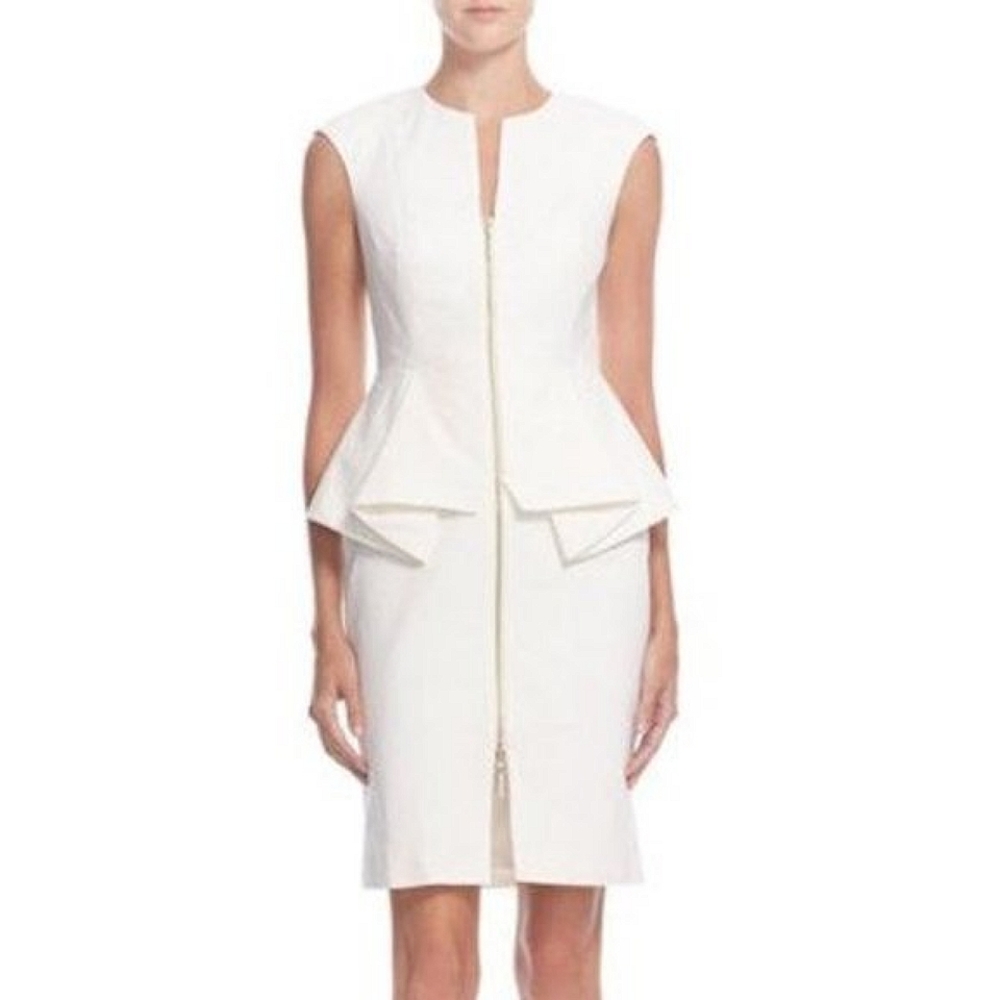 Ted Baker Jamthun Structured Peplum Cotton Blend Sheath Dress